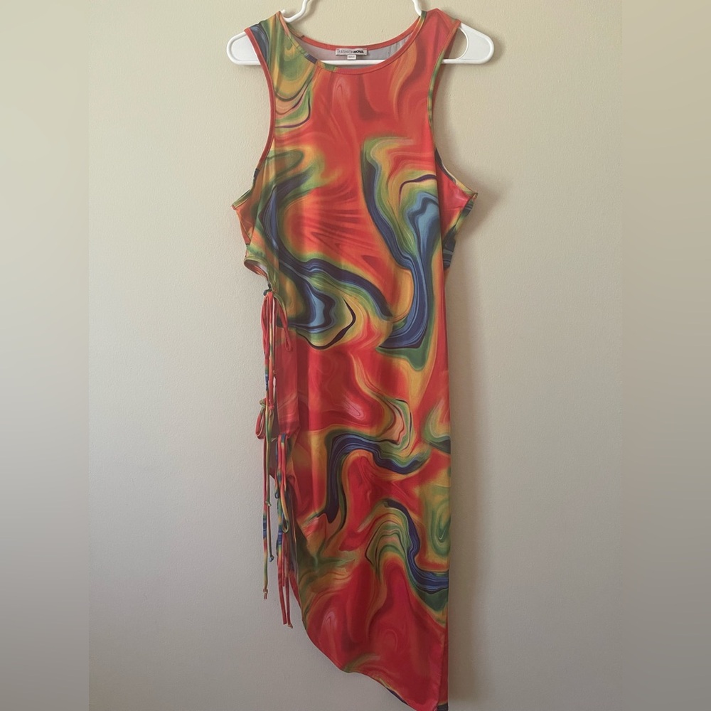 Fashion Nova Multicolor Asymmetrical Dress